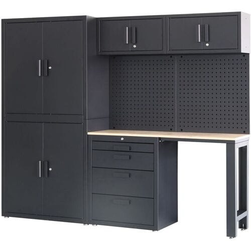 HBM Premium Modulair Werkplaatssysteem, 8 Delig, Mat Zwart