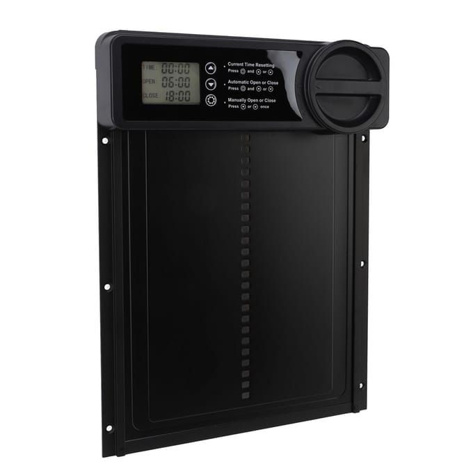 Automatische Kippenhokdeur Elektrische Timer IPX45 Waterdicht Aluminiumlegering Auto Opener black