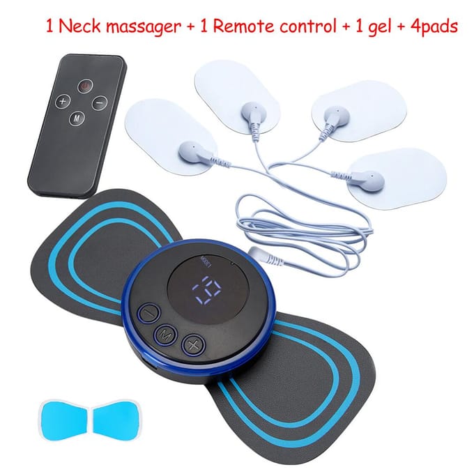 Nek Massager Mini Draagbaar EMS Elektrische Cervicale Massage Patch Puls Lichaam Spierstimulator Pads Verlicht Vermoeidheid Ontspanningstool 1 set with 4 pads