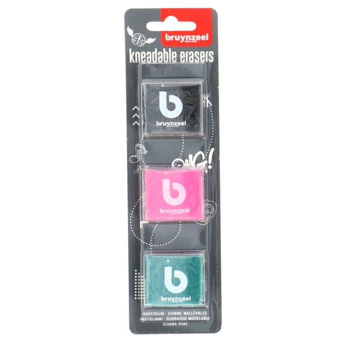 Bruynzeel - Kneadable Erasers 3 pcs. (Assorted colours)