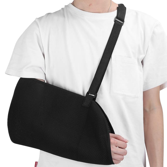 Écharpe de bras respirante et réglable, support d'épaule pour fracture et entorse black