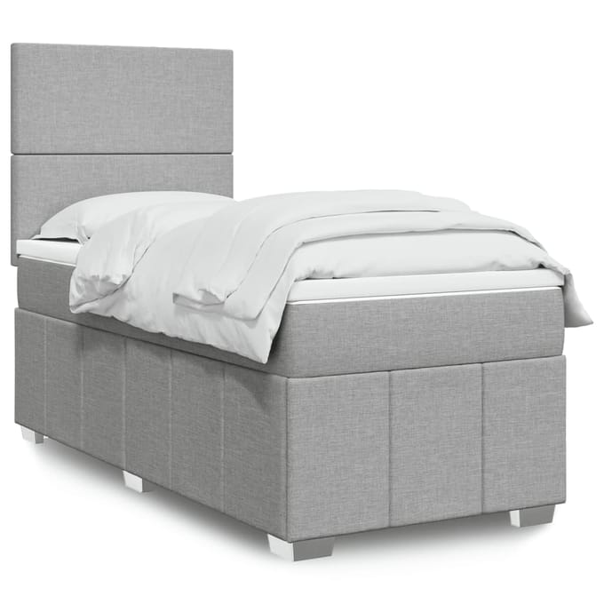 vidaXL - Boxspring - met - matras - stof - lichtgrijs - 90x190 - cm
