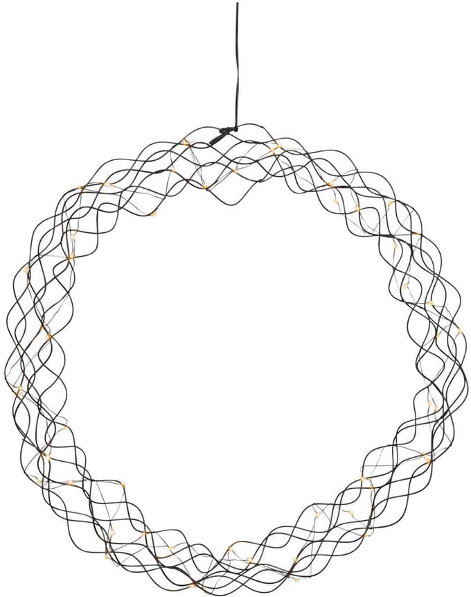 Star Trading raamkrans 'Curly' van metaal, netvoeding, 50 LED's, warm wit, Ø 45cm