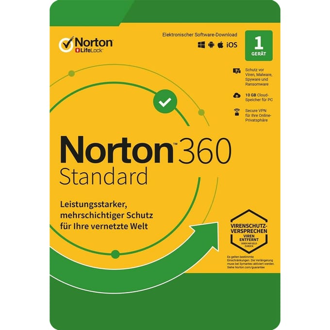 Norton 360 Standard | 1 Apparaat | 1 Jaar | Eenmalig Jaarabonnement | 10 GB Cloud Opslag