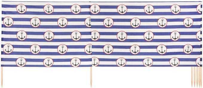Garronda 4m Strand Windscherm Met Stokken - Windscherm Strand – Windscherm – Camping – Stripes/Anchor-7 - LA-EX-Wb-4m