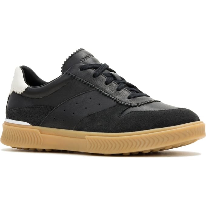 Hush Puppies Mae Leren Dames Zwarte Sneakers