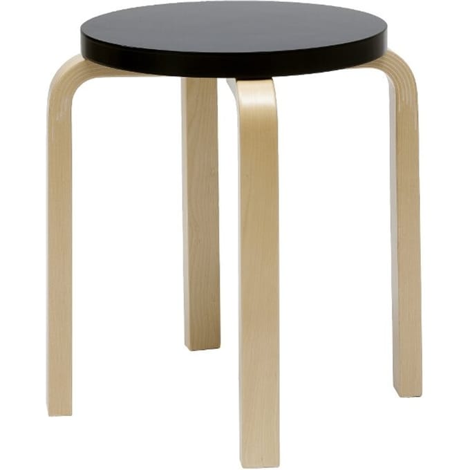 Artek - E60 kruk - poten berken / zitting zwart