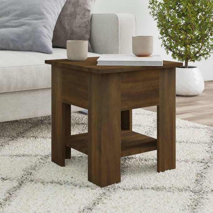 vidaXL - Salontafel - 40x40x42 - cm - bewerkt - hout - bruin - eikenkleur