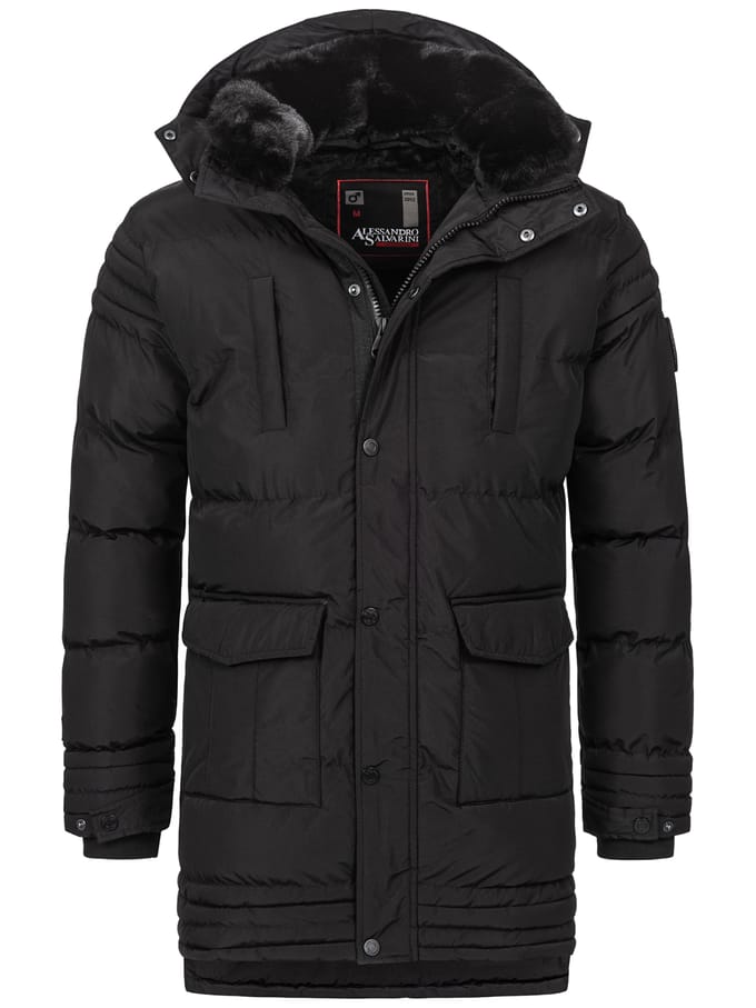 Alessandro Salvarini heren winterjas AS285 met teddyvoering en afneembare capuchon