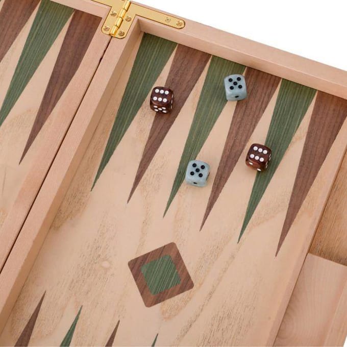 Backgammon 18" groen & bruin trangle - Longfield
