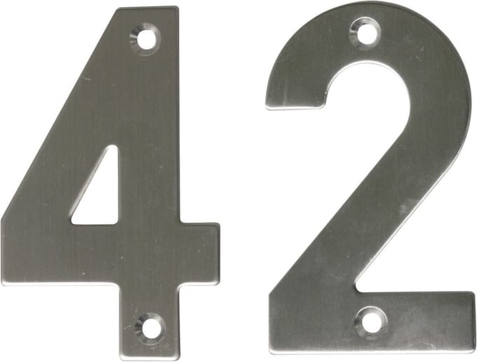 AMIG Huisnummer 42 - massief Inox RVS - 10cm - incl. bijpassende schroeven - zilver
