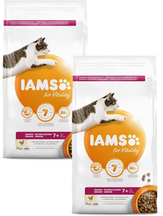Iams Cat Senior 3 kg - Kattenvoer - 2 x Kip