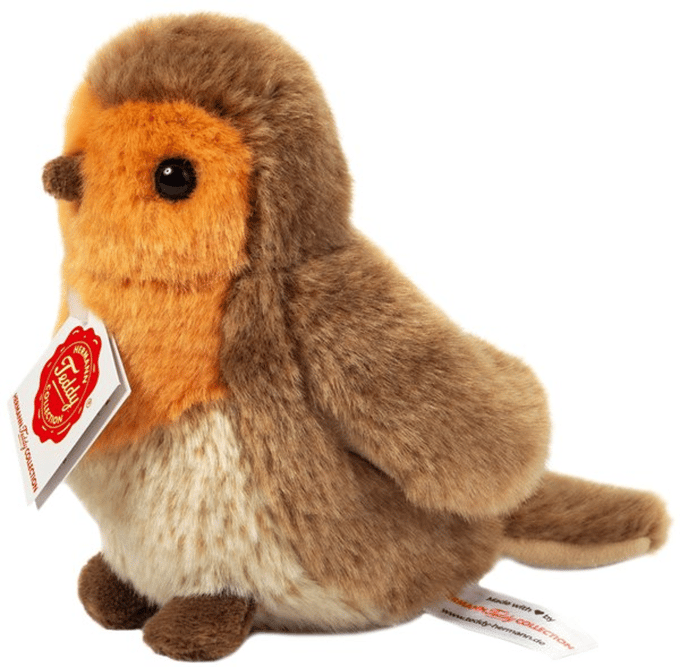 Teddy Hermann Knuffel Roodborstje - Zachte pluche vogel - 15 cm