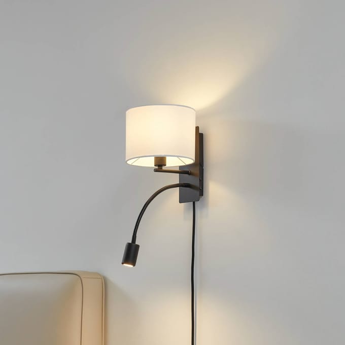 Lindby wandlamp Florens, zwart, LED leeslamp, 23,5 cm