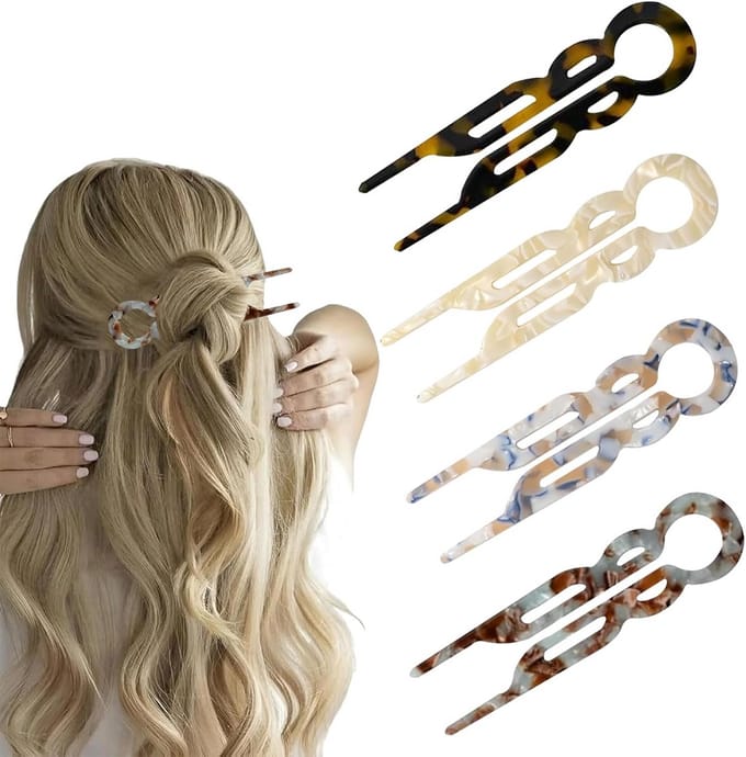 Set 4 Stevige Acetaat Haarspelden voor Knot en Updo