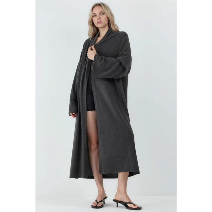 Relaxed Fit Langlijn Open-Front Sjawl Kraag Gebreide Cardigan
