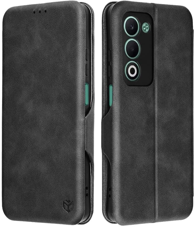Hoesje geschikt voor Oppo A5/A5m - Techsuit Safe+ Book Wallet Case - Zwart