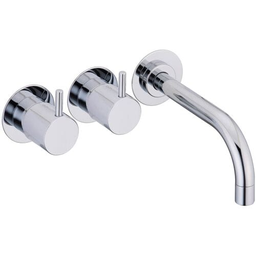 Vola wall-mounted two-handle basin mixer with spout on the right, projection 16 cm