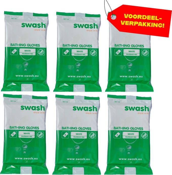 Swash Washandjes - Parfumvrij - 6x 5-pack voordeelverpakking