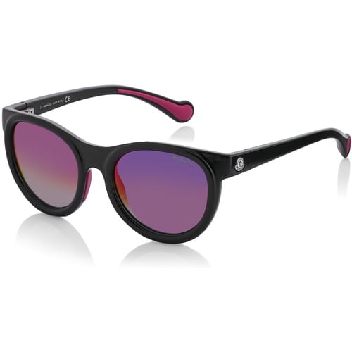 Moncler zonnebril ml0087 01c glanzende zwarte rookspiegel