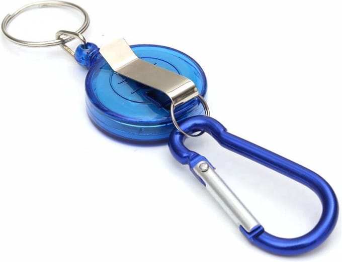 New Age Devi - Uittrekbare sleutelhanger pasjeshouder met karabijnhaak - Blauw