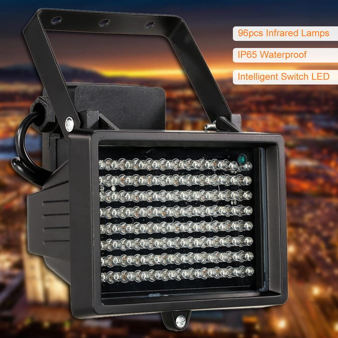 Tableau d'éclairage IR à 96 LED, lampes infrarouges, Vision nocturne, étanche pour l'extérieur, pour caméra de sécurité CCTV noir