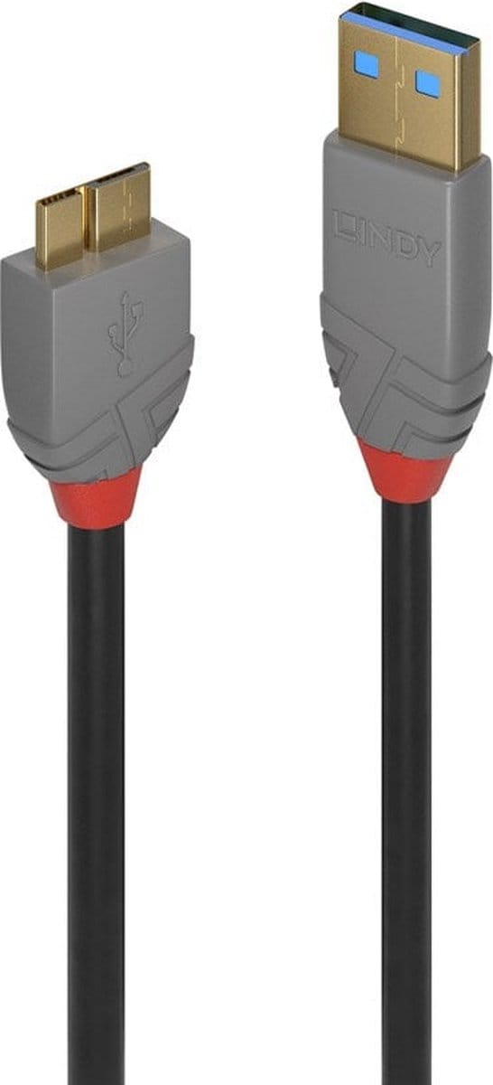 LINDY 36765 USB-kabel USB 3.2 Gen1 USB-A stekker, USB-micro-B 3.0 stekker 0.50 m Zwart