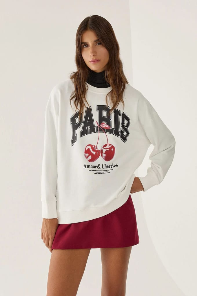 Geprinte Relaxed Fit Crew Neck Sweatshirt