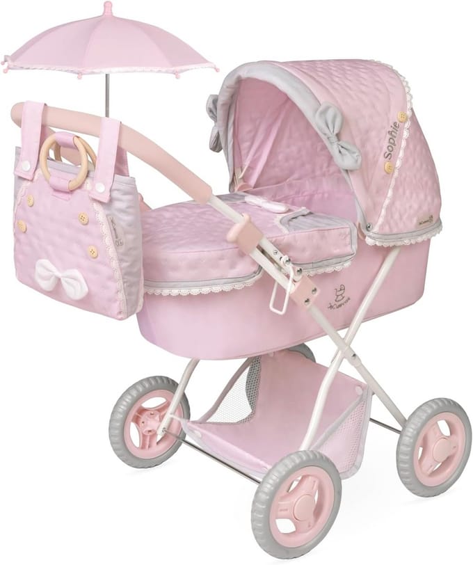 Opvouwbare poppenwagen met parasol voor poppen