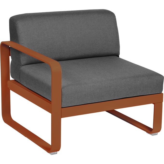 Fermob BELLEVIE Fauteuil Module links - E2 gekonfijte sinaasappel - A3 grafietgrijs