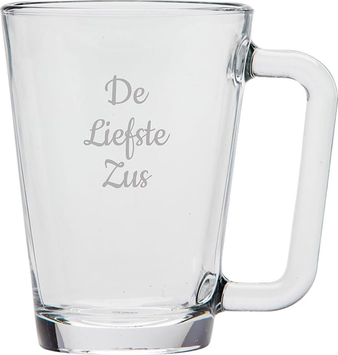 Gegraveerde theeglas 26cl De Liefste Zus