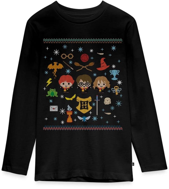 Harry Potter Ugly Christmas Chibi | Lelijk Kerstmis Premium T-Shirt Tiener Lang