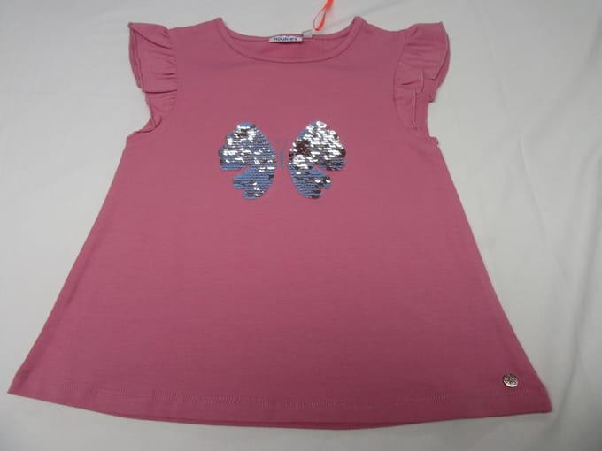 noukie's , meisje , t-shirt met kapmouw , rose , vlinder , 104 - 4 jaar