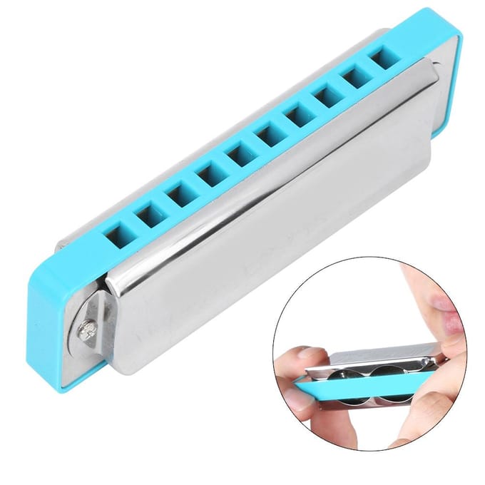 Blues Mondharmonica 10-Gats Mondorgel G Toon Galvaniseerde Basis Beginnerscadeaus Muzikaal blauw
