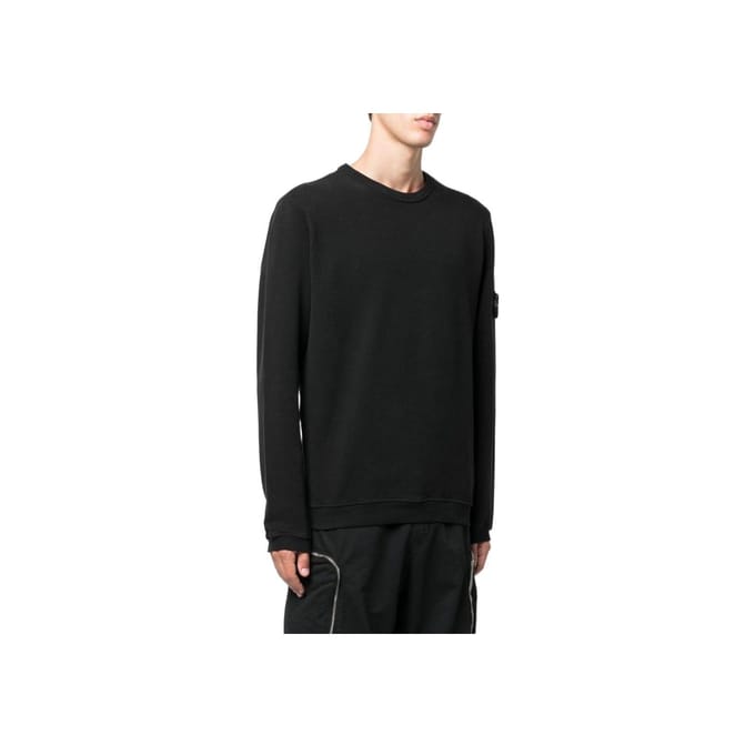 Sweatshirt à col rond et patch logo uni Stone Island Homme sweatshirt Noir 771561351-V0029 L black