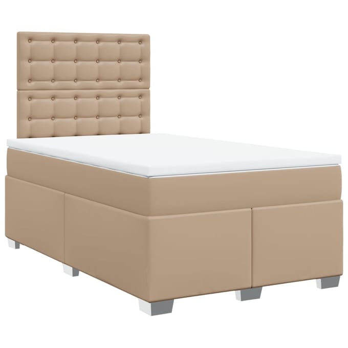 vidaXL - Boxspring - met - matras - kunstleer - cappuccinokleurig - 120x200 - cm