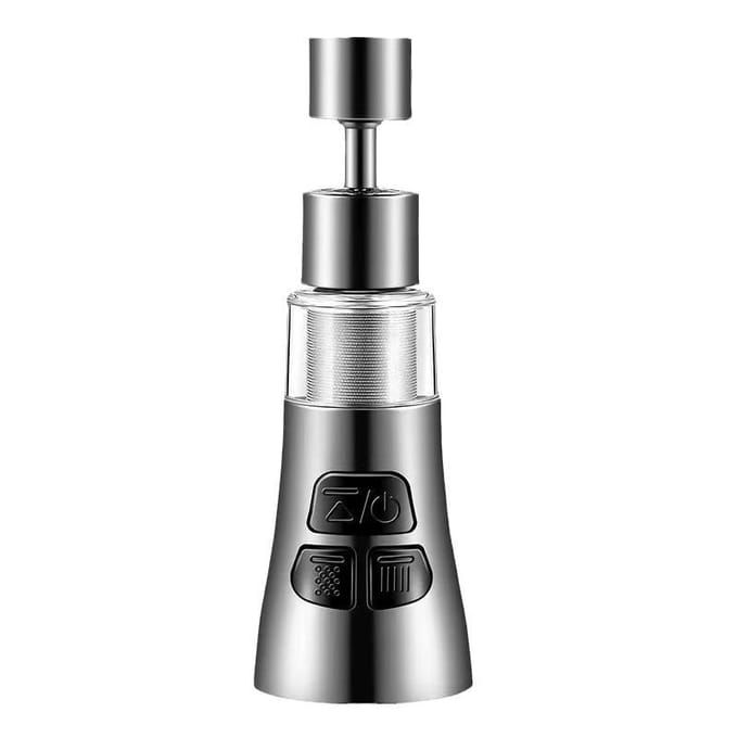 Tête de robinet de cuisine 3 en 1, robinet pivotant à 360 °, pièces de rechange pour robinet d'évier anti-éclaboussures grise