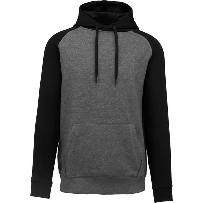 PROACT® Tweekleurige sweater met capuchon volwassene PA369 - Grey Heather / Black - S