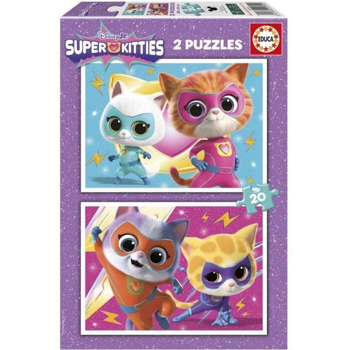 Puzzel - EDUCA - SuperKitties - 2 x 20 stukjes - Veelkleurig - Voor kinderen - vanaf 3 jaar
