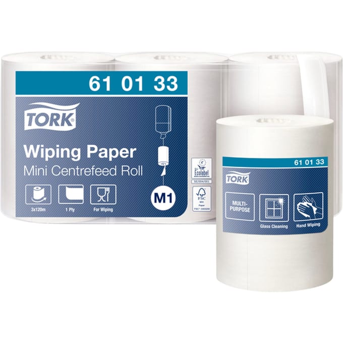 Tork 610133 3st Poetsrol M1 mini Advanced 1 laags 21.5x120m Wit 3 Rollen (610133)