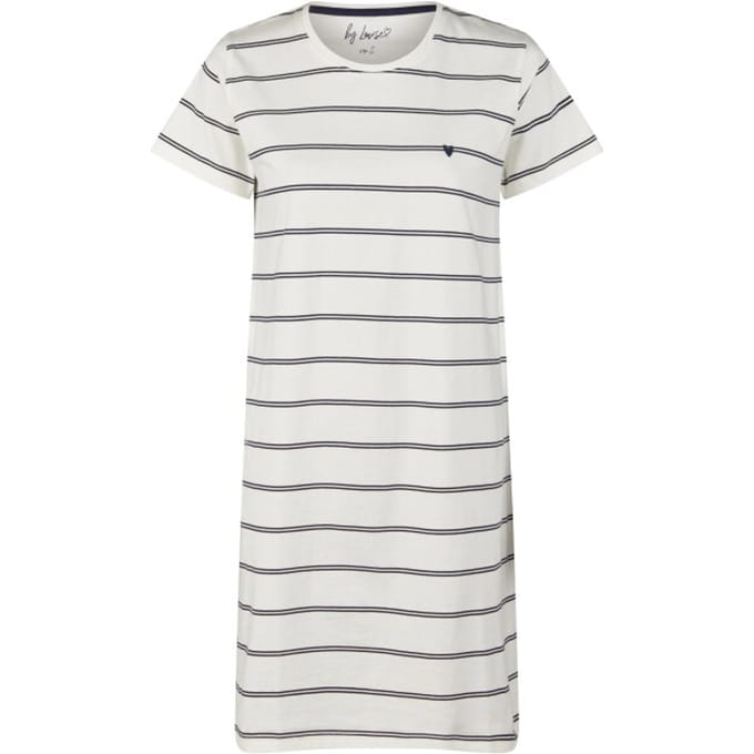 By Louise Dames Nachthemd Korte Mouw Off-White Gestreept - Maat S