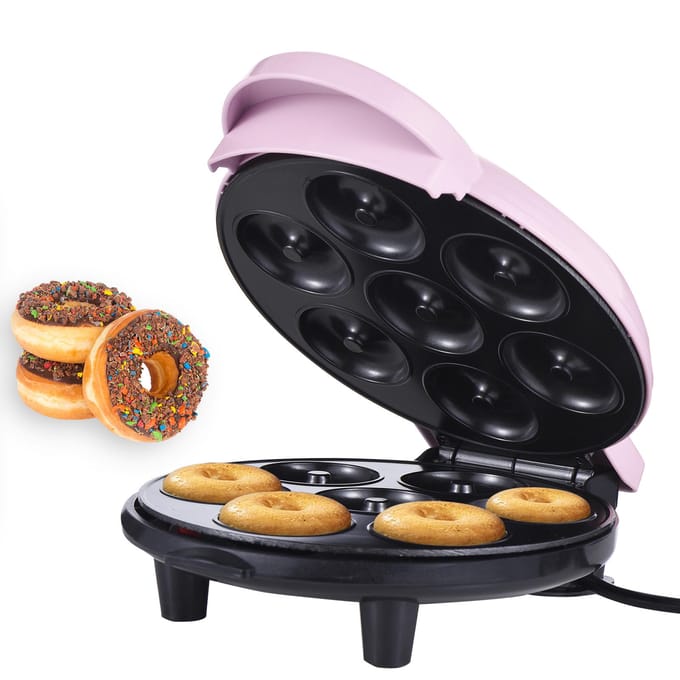 Dash Mini Donut Maker Machine maakt 7 donuts 700 W Dubbelzijdige verwarming met antiaanbaklaag US Plug roze