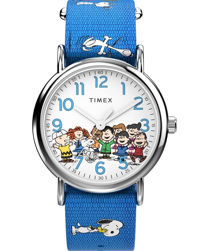 Timex Weekender x Peanuts Gang's All Here TW2W19400 Horloge - Textiel - Blauw - Ø 38 mm