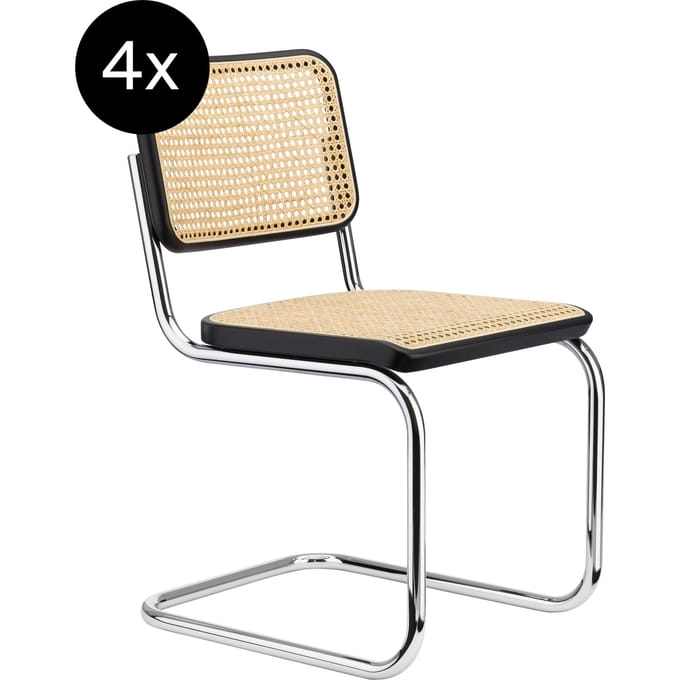 Thonet Set van 4 sledestoelen S 32 V - Beuken zwart (TP 29) gebeitst