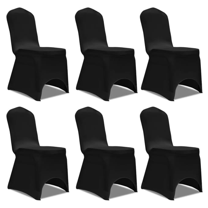 vidaXL - Stoelhoezen - stretch - 12 - st - zwart