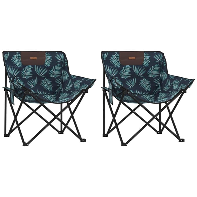vidaXL Campingstoelen 2 st met vakje inklapbaar bladprint