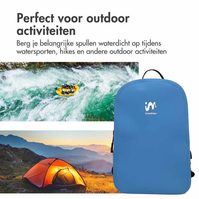 imoshion Air-Tight Waterdichte Rugzak - Medium - 16 L - Waterproof Rugtas - Soft Blue