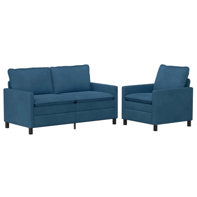 vidaXL - Bankstel - 2 - st - Blauw - Fluweel