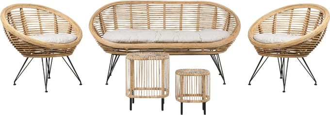 MARATEA/ CESENATICO - Banken set met salontafel - Lichtbeige - Rotan