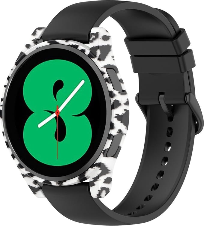 Strap-it PC Case – Geschikt voor Samsung Galaxy Watch 4 40mm – Full Protect – White Leopard